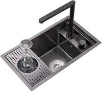 Évier De Cuisine Pliant Invisible En Acier Inoxydable Avec Couvercle | Évier Dissimulé Peu Encombrant Avec Robinet Pliant, Couvercle Et Kit De Vidange For(60*40*23cm)