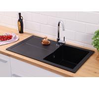 Évier de Cuisine Respekta Cleveland 86 x 50 Noir Granit Aspect Mineralite
