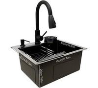 Évier de cuisine, robinet rétractable, distributeur de savon, 45 40cm