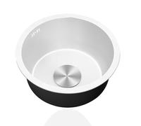 Évier de cuisine rond Ø 36 cm Petit bac blanc sans acier Bassine à linge encastrable sous support inclus Idéal pour les espaces.