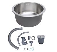 Évier de cuisine rond en acier inoxydable 304 de 42 cm, facile à nettoyer, idéal pour laver les légumes, les fruits et la vaisselle, design brossé élégant