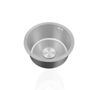 Évier de cuisine rond en acier inoxydable 36 cm 1 bac à encastrer - Design compact peu encombrant avec siphon Idéal pour les petites cuisines