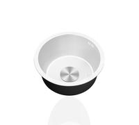 Évier de cuisine rond en acier inoxydable de 40 cm - 1 cuve - Design encastré/surmonté - Idéal pour les cuisines modernes - Petit évier peu encombrant avec siphon