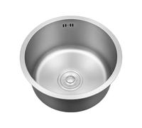 Évier de cuisine rond en acier inoxydable - Petit évier d'extérieur | Évier encastrable avec raccord de tuyau de vidange, évier en acier inoxydable pour camping-car, bar, restaurant, argenté