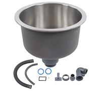 **Évier de cuisine rond mini 30 cm en acier inoxydable avec raccord de tuyau d'évacuation**