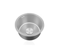 Évier de cuisine rond Mini évier de cuisine rond gris en acier inoxydable, cuve simple, trop-plein de caravane, plusieurs tailles