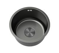 Évier de cuisine rond Mini évier de cuisine rond simple 304SS, trop-plein noir, barre de camping-car, double montage, 28-45cm, 2 pièces