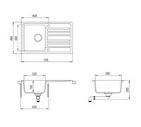 Évier de cuisine Seul lavabo - Moderne design - granit - beige - résistant à la chaleur - 320x390x190 mm 7921964ksd40e