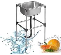 Évier De Cuisine sur Pied en Acier Inoxydable, Lavabo Multifonction, évier Utilitaire Simple, pour Extérieur Et Intérieur, Buanderie, Jardin Et Garage., 48x35x80cm/18.8x13.7x31.5in
