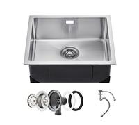 VEVOR Évier de cuisine, 50 cm, évier sous plan en acier inox 304, évier à encastrer cuve simple avec accessoires, évier de lave-vaisselle ménager pour camping-car, cuisine de préparation, buanderie