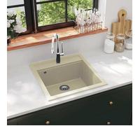 vidaXL Évier en granit simple bassin beige