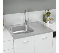 Évier de cuisine - vidaXL - Inox - Réversible - 800x600x155 mm - Argenté