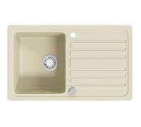 Évier de Cuisine - VIDAXL - Réversible en Granit - 1 Bac - Beige - Encastré