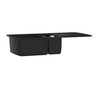Évier de cuisine - ZERODIS - ZER7388289874134 - Granit Noir - 2 Bacs - Réversible - Résistant à la chaleur