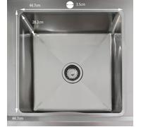 Evier de Laboratoire Acier Inox 1 Bac Egouttoir à Gauche - KuKoo - Rectangulaire - Gris - 60 cm x 120 cm