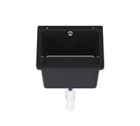 Évier de lavabo QLS, bac de lavage extérieur, jardin, garage, cave, buanderie, atelier, évier (noir) - Polypropylène - 40 x 38 cm - Installation comptoir - Classique