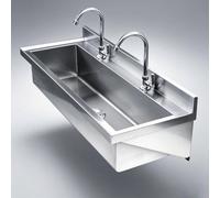 Évier De Lavage Des Mains Mural, Évier Utilitaire Intérieur Et Extérieur | Acier inoxydable avec robinet et égouttoir, lavabo à main allongé, évier à linge for plusieurs personnes(120x150cm)