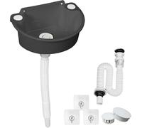 Évier demi-rond - Lavabo compact - Pour le lavage dans les camping-cars - Inclut un bouchon de vidange - 295 x 21 x 105 cm - Gris