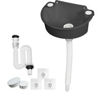 Évier demi-rond - Lavabo compact - Pour le lavage dans les camping-cars - Inclut un bouchon de vidange - 295 x 21 x 105 cm - Gris