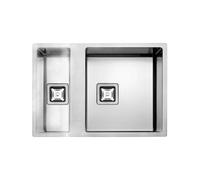Évier Double cuve Fulgor Milano Rectangulaire 55 cm P2B 5545 Q F SF R Satin Steel