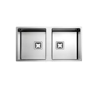 Évier Double cuve Fulgor Milano Rectangulaire 85 cm P2B 8545 Q F FS Satin Steel