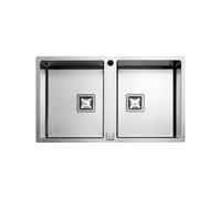 Évier Double cuve Fulgor Milano Rectangulaire 86 cm P2B 8651 QA F SF Satin Steel