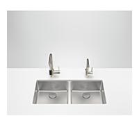 Évier double Dornbracht 38240004-86 sous plan, acier inoxydable brossé