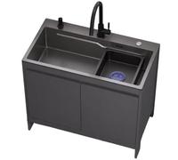 Évier en acier inoxydable avec meuble en aluminium nid d'abeille 80 cm - Pile de lavage pour extérieur avec robinet mitigeur eau froide et chaude, meuble pour jardin et camping