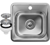 Évier en acier inoxydable - Évier de cuisine simple - Accessoire de cuisine - Tapis isolant phonique - 38 x 38 cm - Chrome