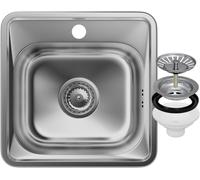 Évier en acier inoxydable - Évier de cuisine simple - Accessoire de cuisine - Tapis isolant phonique - 38 x 38 cm - Chrome