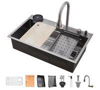 Évier en inox - Robinet à douchette - 86 x 50 cm - T304 - Avec accessoires