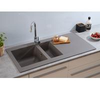 Évier Encaissé Évier De Cuisine Granit Mineralite 100 X 50 Gris Respekta Denver