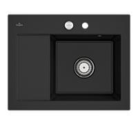 Villeroy und Boch Subway 45 Évier compact encastrable 331302J0 à droite, avec garniture de vidage , commande excentrique, 650 x 510 mm, chromite CeramicPlus