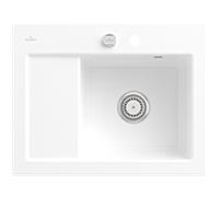 Villeroy und Boch Subway 45 Évier compact encastrable 331302KG à droite, avec garniture de vidage , commande excentrique, 650 x 510 mm, blanc neige CeramicPlus