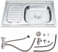 Évier encastrable en acier inoxydable Unyqoos®, avec siphon – évier de cuisine brossé, résistant aux rayures, à la rouille et à la chaleur, polyvalent