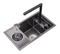 Évier encastrable moderne en acier inoxydable avec couvercle 60 x 40 x 23 cm, design invisible pour une cuisine élégante, durable et élégant, parfait pour n'importe quelle maison