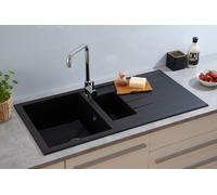 Évier Encastrable respekta Houston 100x50 Noir Granit, 1,5 Cuves