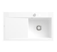 Évier encastrable Style 50 Villeroy und Boch Subway 335102KG à droite, avec garniture de vidage , commande excentrique, 900 x 510 mm, blanc neige CeramicPlus