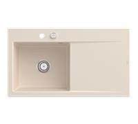 Évier encastré Style 50 Villeroy und Boch Subway 335202FU gauche, avec garniture de vidage , 900 x 510 mm, vidage automatique, CeramicPlus ivoire