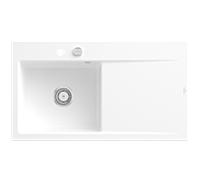Évier encastrable Style 50 Villeroy und Boch Subway 335202RW gauche, avec garniture de vidage , 900 x 510 mm, vidage automatique, blanc pierre CeramicPlus