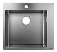 Évier encastré Hansgrohe S711-F450 acier inoxydable 43301800, 1 cuvette principale, trou pour robinetterie pré-percé