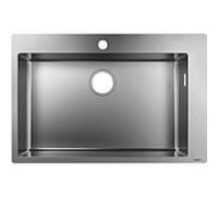 Évier encastré Hansgrohe S711-F660 en acier inoxydable 43302800, 1 cuve principale, trou pour robinetterie prépercé