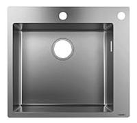 Évier encastré Hansgrohe S712-F450 acier inoxydable 43305800, 1 cuvette principale, trou pour robinet / trou prépercé