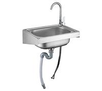 Evier Exterieur De Jardin Mural A Poser Evier INOX 1 Bac Avec Egouttoir Rectangulaire Installation Facile Cuve À Lessive Pour Évier Utilitaire Extérieur Pour Une Utilisation En Cuisine Buanderie Chant