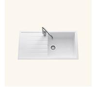 Évier granit blanc Ewi ICAUNA 1 grand bac 1 égouttoir 500x1000