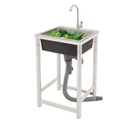 Évier indépendant en acier inoxydable, lavabo commercial avec un bassin et robinet, évier de cuisine, évier extérieur pour cuisine, garage, buanderie, restaurant, 45 x 41 x 75 cm