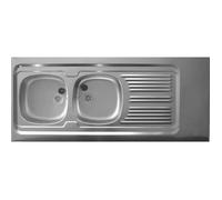 Evier inox 18/10 à poser réversible - Moderna - 2 cuves + égouttoir + 140x60cm