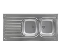Evier inox 18/10 toilé à poser réversible - Moderna - 2 cuves + égouttoir + 120x60cm