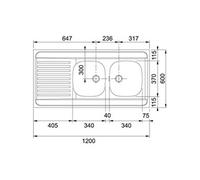 Evier inox à poser SPX 2 cuves avec égouttoir 1400x600cm MAN 721-1400 - - 901420
