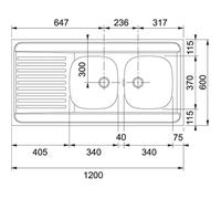 Evier inox à poser SPX 2 cuves avec égouttoir 1400 x 600 cm MAN 721-1400 FRANKE 901420